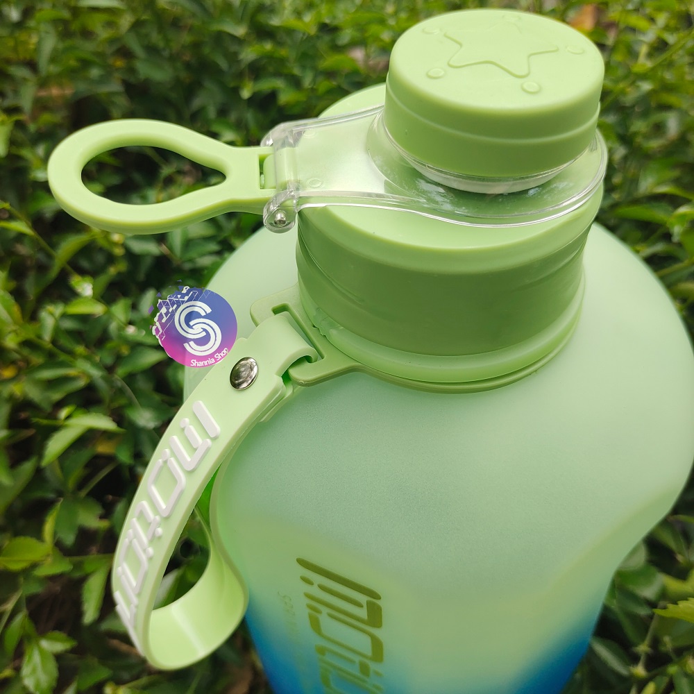 [BISA COD] Botol Motion 2200ml JUMBO FREE POUCH STICKER Botol Minum Motivasi Sport Gradasi Botol Korea Viral 2,2L