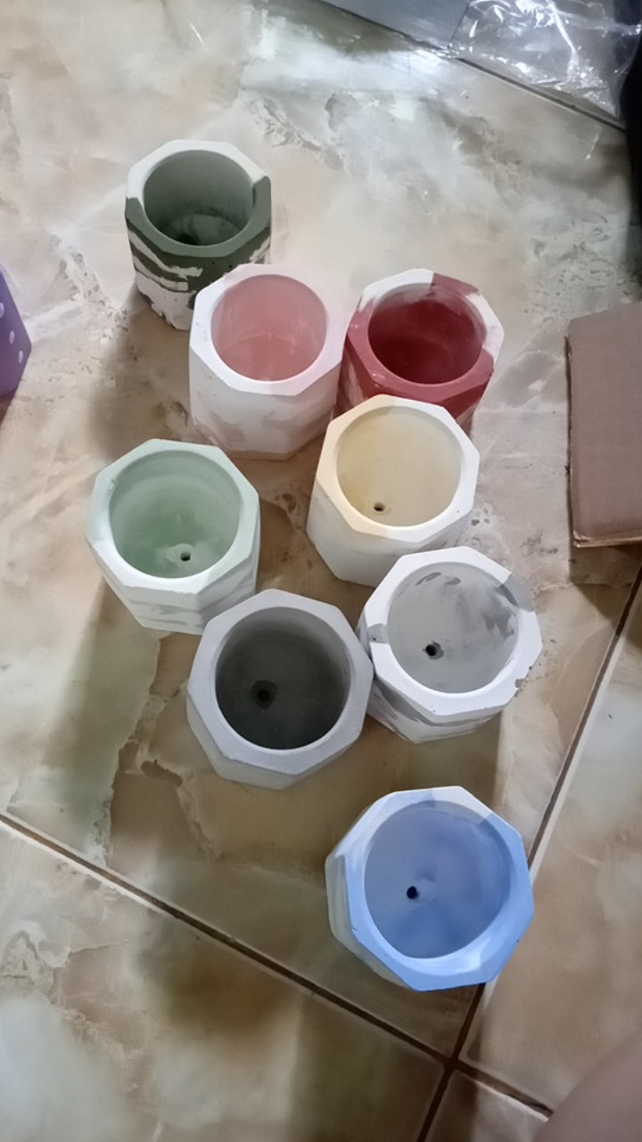 Pot Mini Marble Putih Hijau | Pot Sukulen