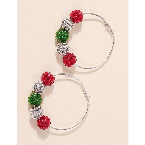 LRC Anting Tusuk Fashion Color Christmas Alloy Diamond P28969