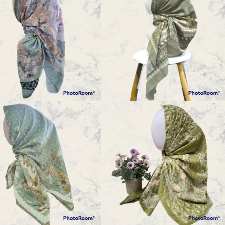 Tren Kekinian.. KATALOG 2 |Voal Jilbab Motif Premium Hijau series /olive/matcha/sage/army/botol/mint
