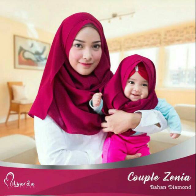 Hijab couple ibu dan anak 0-3 tahun zenia bahan diamond ori berlabel Milyarda Hijab