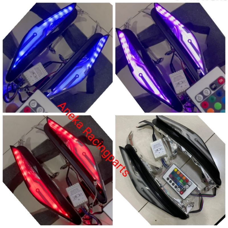 lampu sen depan jupiter mx 135 new double disk model led bisa ganti warna pakai remote