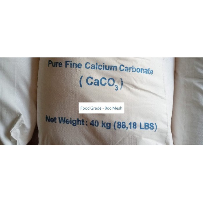 pupuk Pure Fine Calsium Carbonate/ CaCO3 (Food Grade - 800 Mesh) 1 Kg