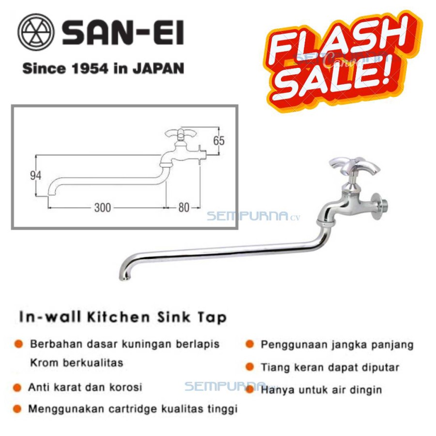 san ei A10JP-L3 ORIGINAL kran tembok cuci piring leher panjang