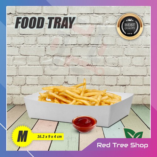 Food Tray | Kemasan Kotak Makan Kertas | Putih Ukuran M Medium| Packaging Tahan Microwave