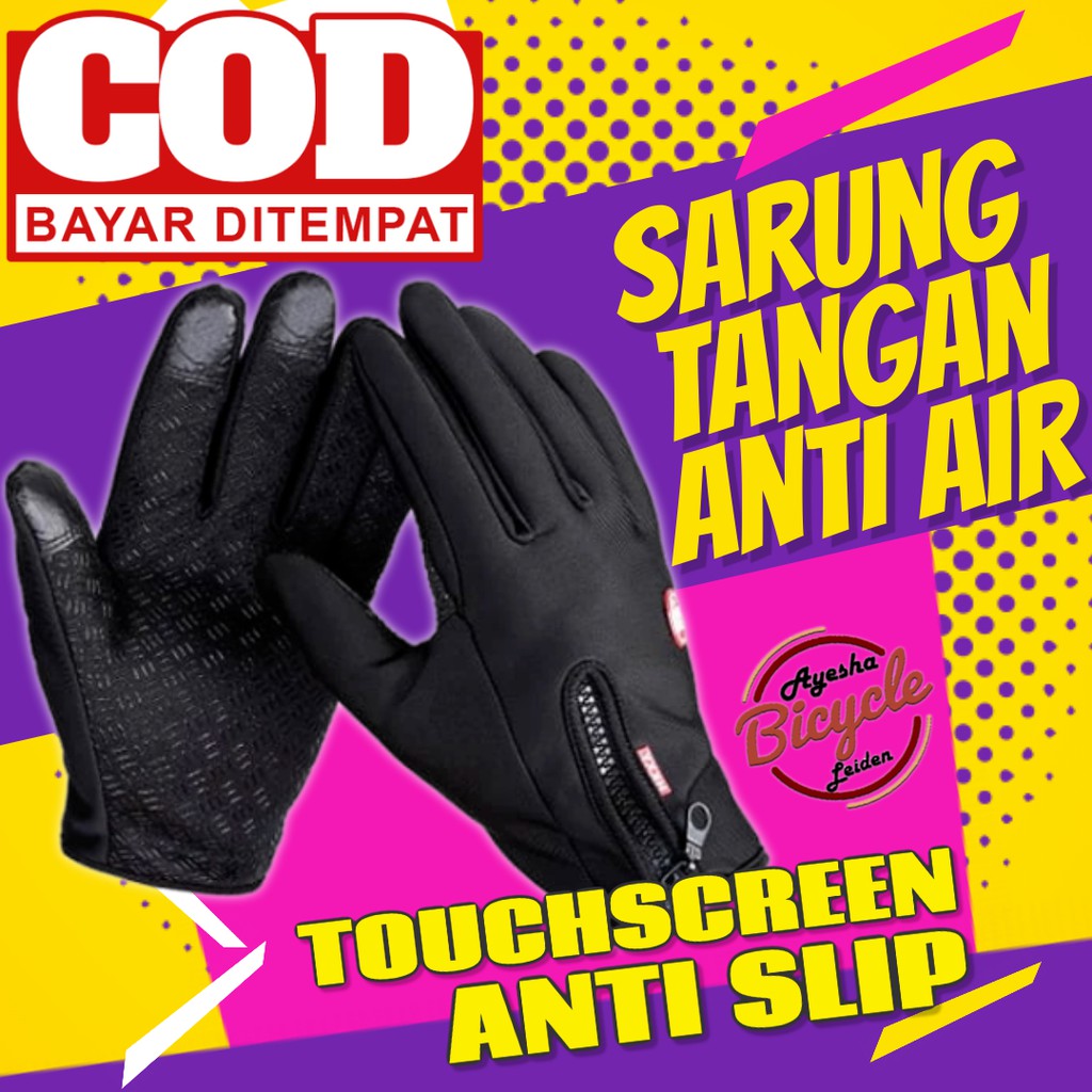 Sarung Tangan Sepeda Motor Cowok Cewek Antir Air Touch Screen Sarung Tangan Pria Wanita Keren