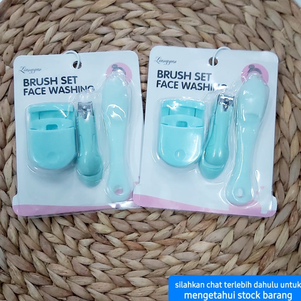 PEMBERSIH WAJAH SET 3 IN 1 BRUSH SET FACE WASHING ALAT KOSMETIK WANITA