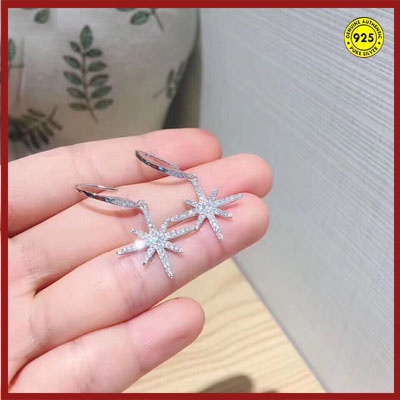 Anting Stud S925 Sterling Silver Bentuk Bintang Enam Sudut Anti Karat Untuk Wanita