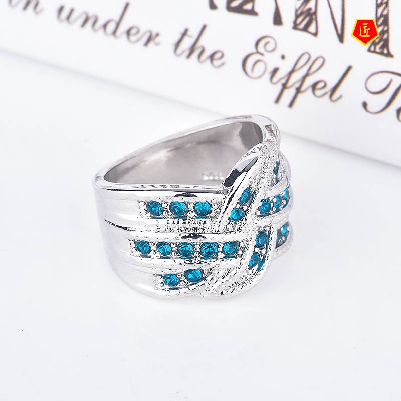 [Ready Stock]Sapphire Ring Female 925 Silver Luxury Fashion All-Matching