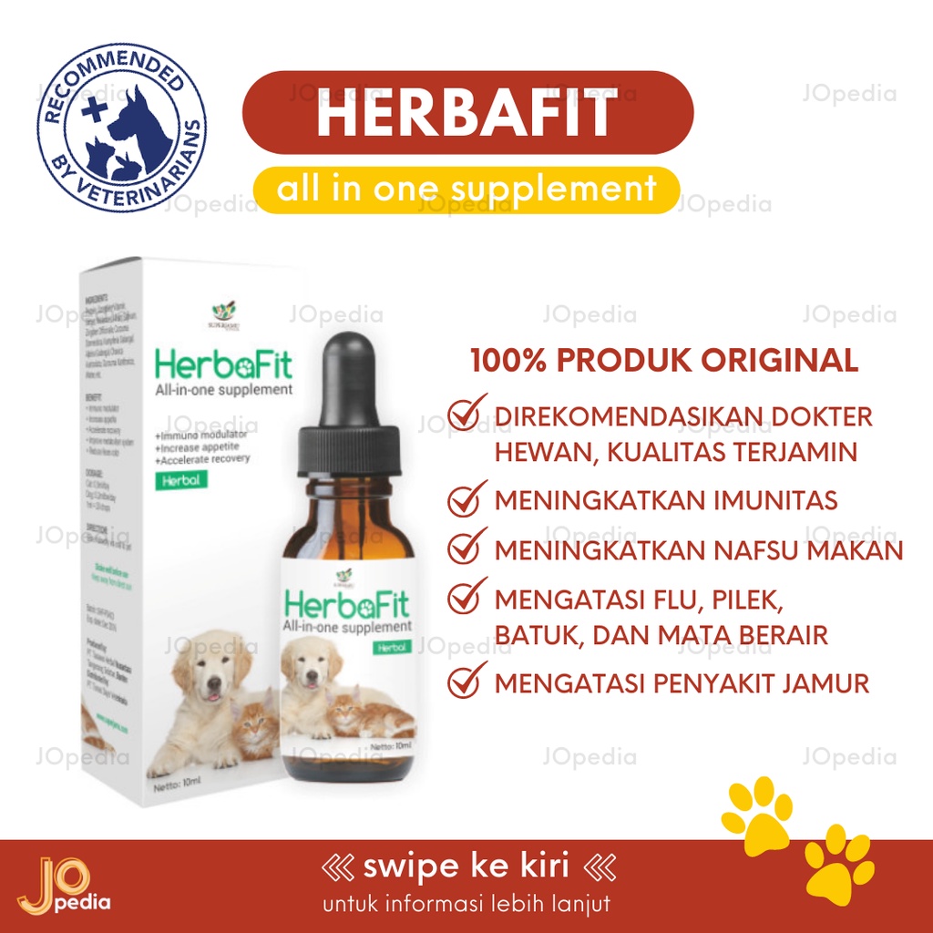 HERBAFIT Vitamin Penggemuk Kucing Anjing Kelinci Obat Suplemen Jamur Penambah Nafsu Makan Penumbuh Bulu