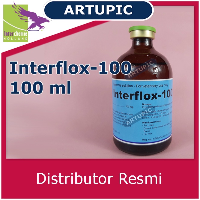Interflox-100 100 ml Obat Pencernaan Flu Pernafasan Hewan Sapi Kelinci Kambing Babi Ayam Domba