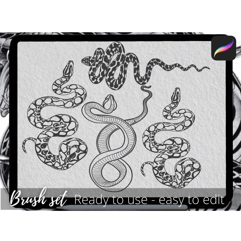 Procreate Brush - Snake Tattoo Stencil Procreate Brush