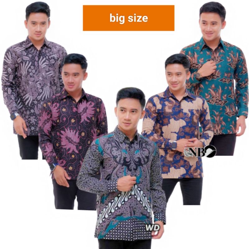 M, L, XL, XXL, XXXL, HEM KEMEJA BATIK PRIA LENGAN PANJANG TERVIRAL JUMBO