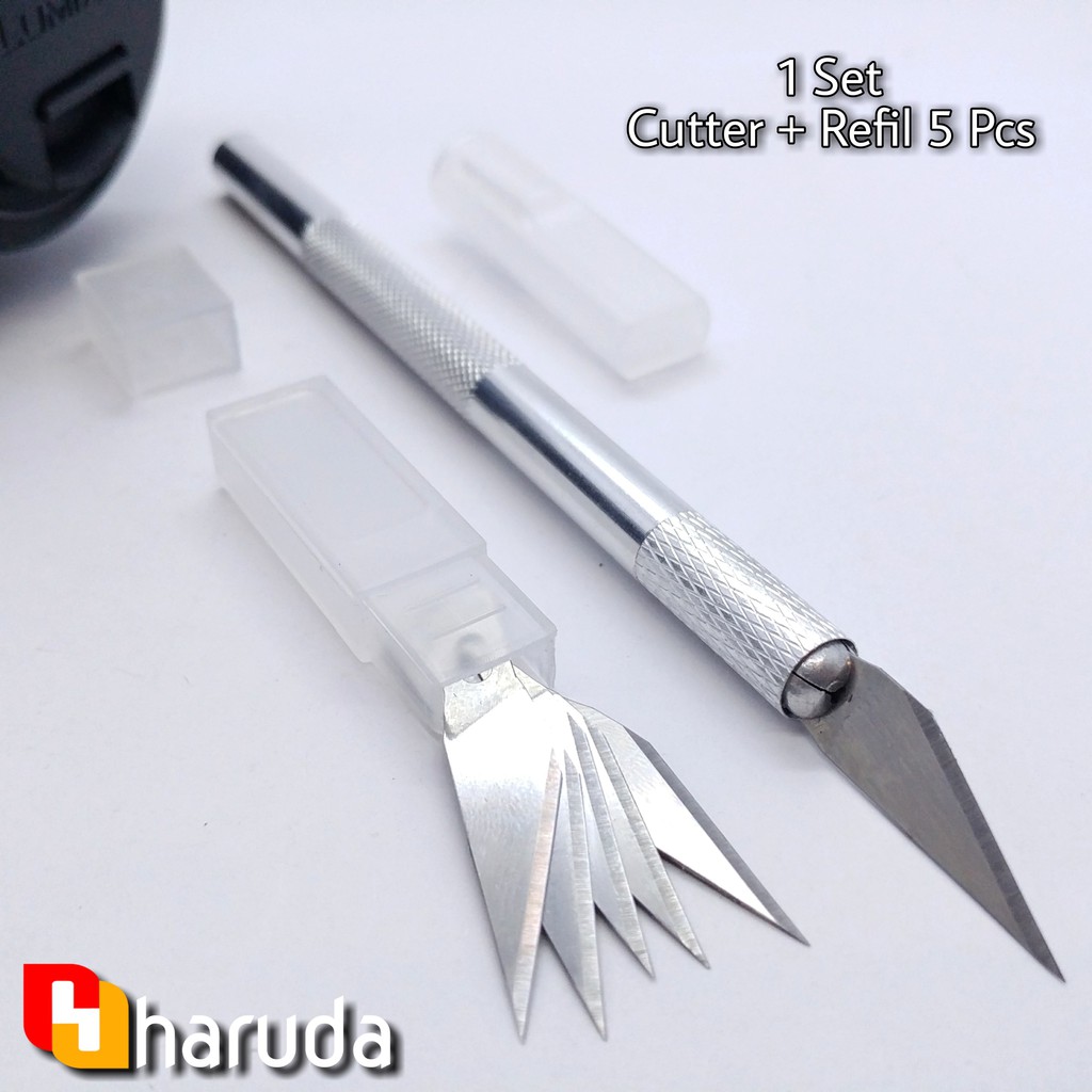 

Pisau Cutter Hobby Knife / Art Knife + Refil Isi Cutter