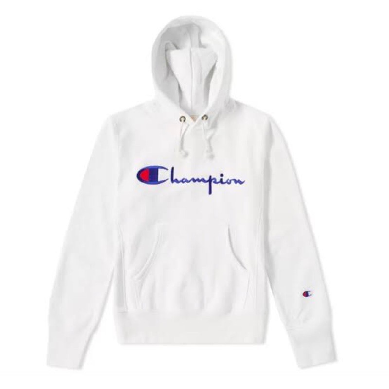 champion red blue and white sweatshirt