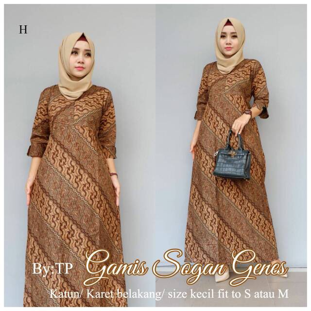 PROMO Gamis Batik Sogan Genes Baju Muslim Hijab Modern Modis