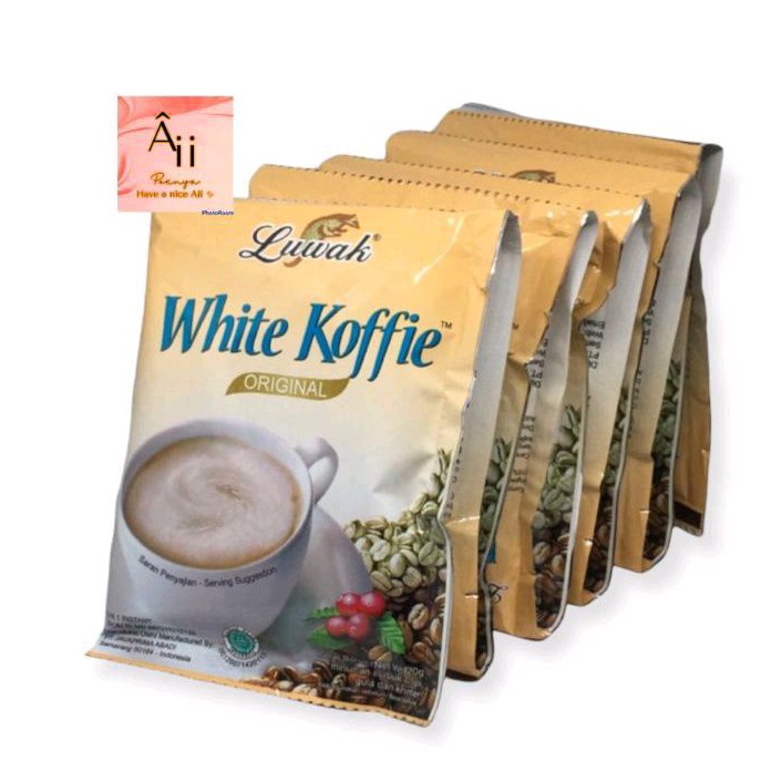 

ecer ½ renteng kopi luwak white koffie isi 5sachet netto @20 gr