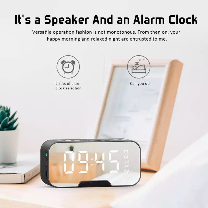 Speaker Mini Ultra Bass Bluetooth 5.0 Jam Alarm LED Display