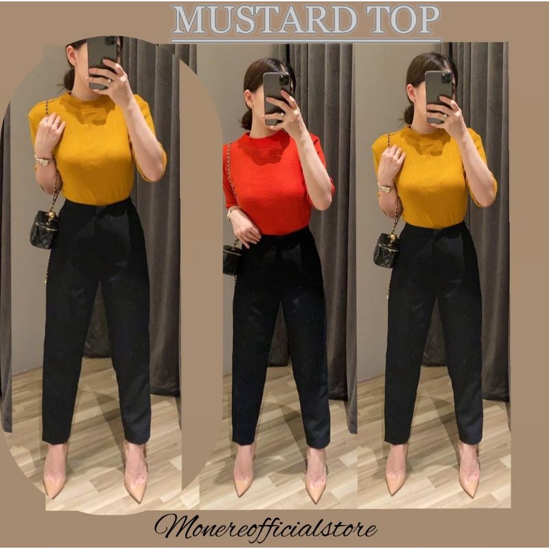 READY STOK  PREMIUM KNIT TOP IN MUSTARD | Little Brand by Goulding & Monere Official | Baju Wanita |