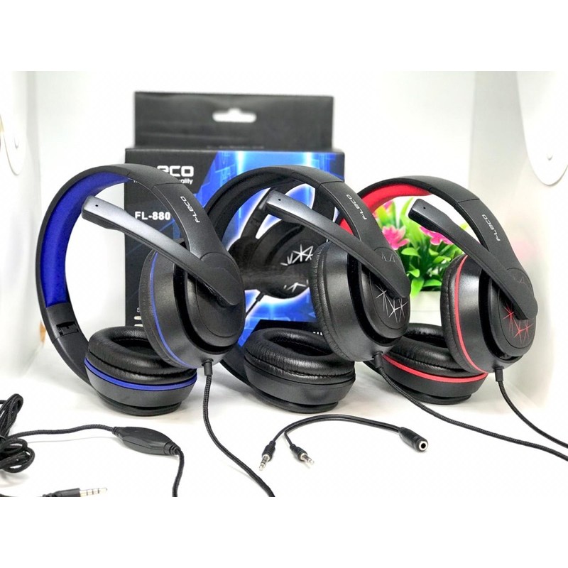 PROMO HEADPHONE BANDO GAMING FL-880 FLECO PRO GAMING HEADSET FL880 PC LAPTOP ONLINE