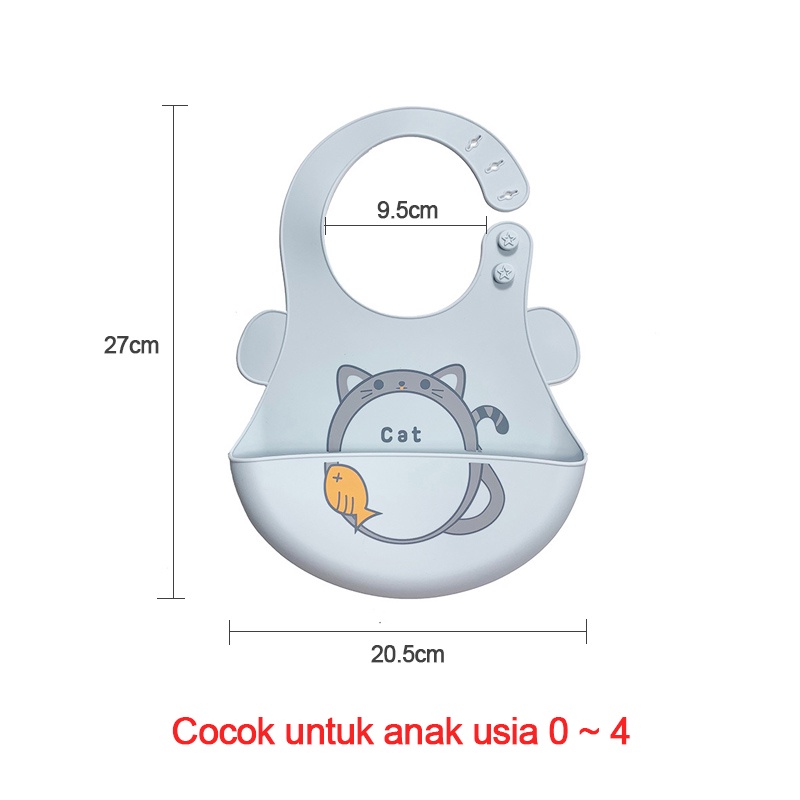 Celemek Makan Bayi Baby BIB Slabber Full Silikon L254