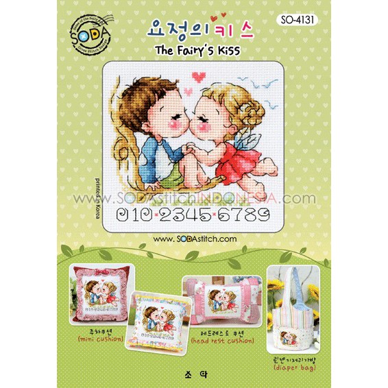 Paket DIY Craft Sulam Kristik Strimin Cross Stitch Sodastitch SO-4131 The Fairy Kiss Korea Couple