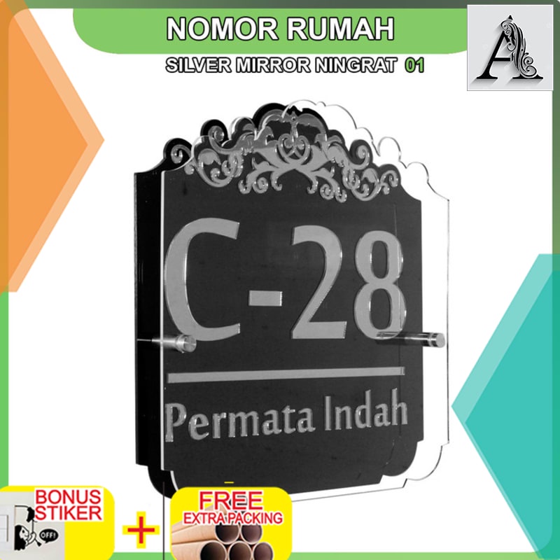 

Terlaris Nomor Rumah Akrilik Silver Mirror NINGRAT Series 01 - 40 x 40