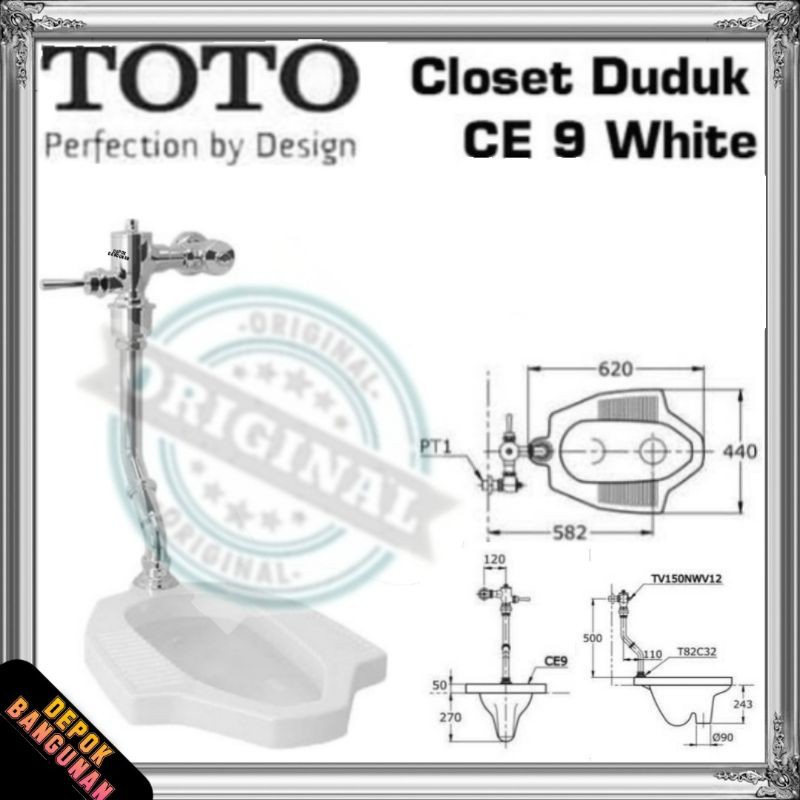 CLOSET JONGKOK TOTO CE9 CLOSET PUSH VALVE KLOSET JONGKOK TOTO FLUSH