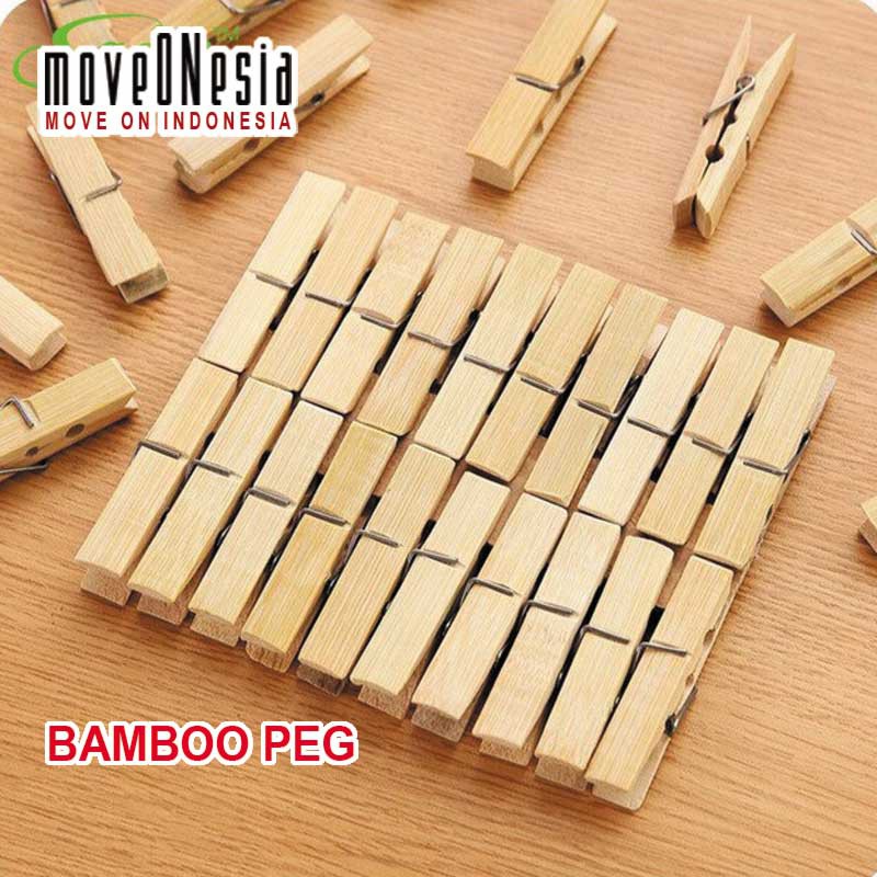 JEPITAN BAJU BAMBU ALAMI – CLIP JEMURAN BAMBOO PEG ECO FRIENDLY – JEPIT SERBAGUNA UNTUK JEMURAN, DEK