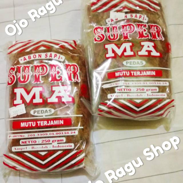 Abon sapi super ampel boyolali cap MA rasa pedas 250 gram varian abon burung enak asli 250 gram