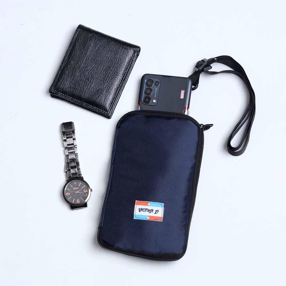 DOMPET HP TALI TAS KALUNG KECIL SLING PHONE PRIA KASUAL WARNA NAVY 300