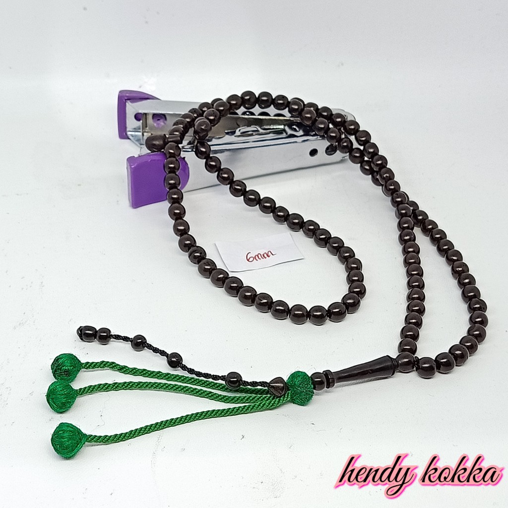 Tasbih kokka kaukkah 99 bulat rumbai 6 mm hitam