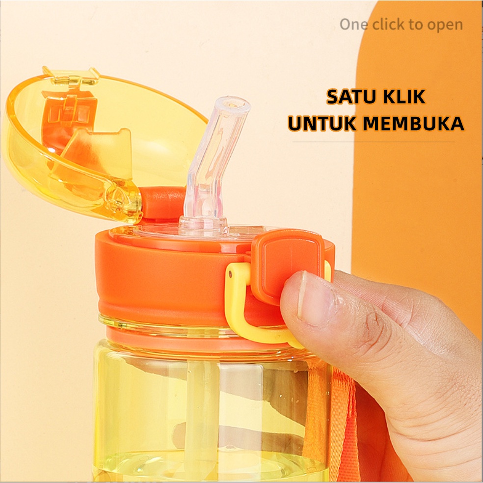 [SMALL BELL]Botol Minum Import Kualitas Tinggi/Botol Minum Lucu Motif Karakter Imut dengan Sedotan Tempat Air Minum Sedotan Straw Water Bottle Wadah/Botol minunJerami Anak Karakter duck 550ML