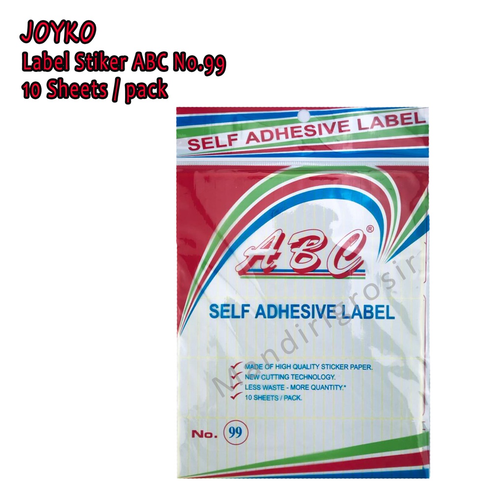 Joyko * Label Stiker joyko * Label ABC No.99 * 10Sheets