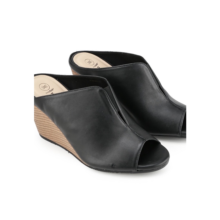 SANDAL WEDGES KULIT HUSH PUPPIES WANITA ORIGINAL TERBARU HITAM HW26