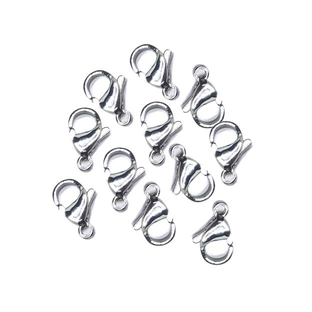 10pcs / lot Konektor Rantai Kait Lobster Bahan Stainless Steel DIY