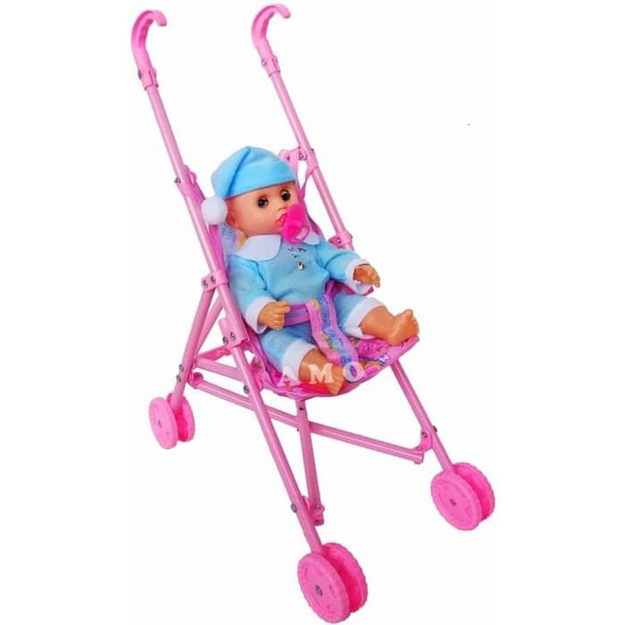 Mainan Anak Unik Boneka Lucu Dengan STROLLER BONEKA KANTONG 821B / Kad Hadiah Mainan Anak 4 5 6 Tahun