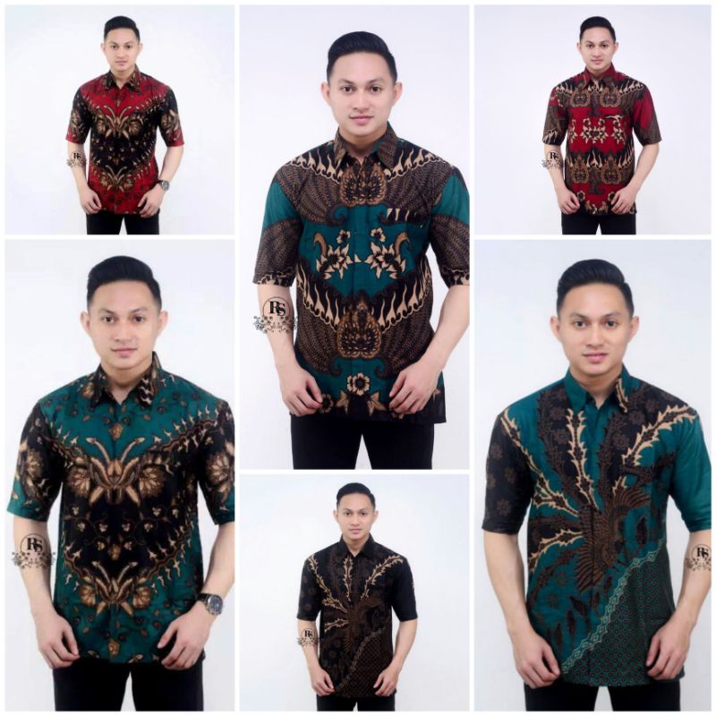 Atasan jumbo XXL pria dewasa lengan pendek hijau botol batik veldanava pekalongan