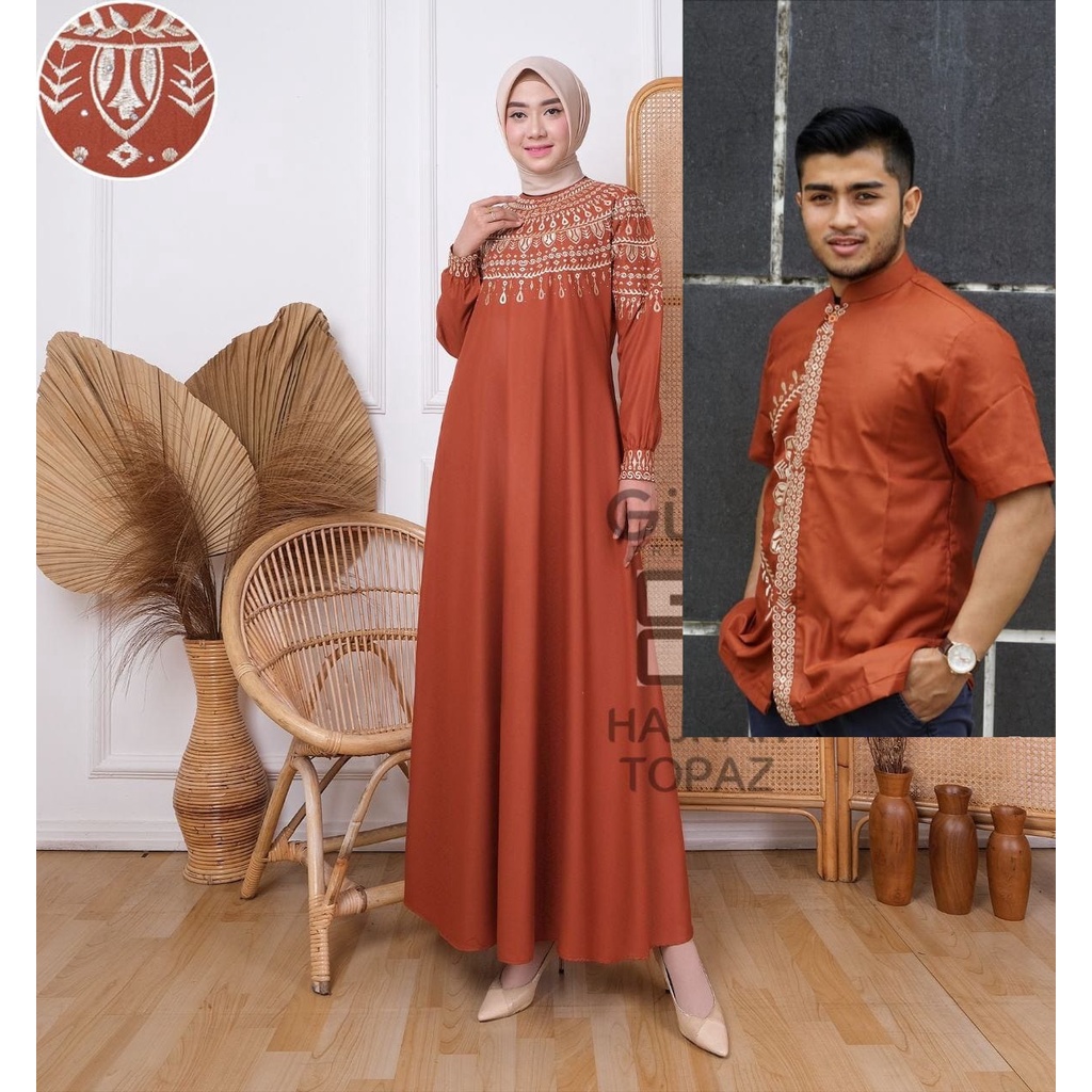 Sauna_Fashion.id / Baju Pasangan Muslim Gamis Couple Dan Koko Keluarga Suami Istri Dan Anak Terbaru 