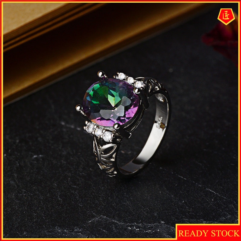 [Ready Stock]925 Silver Colored Gemstone Fashion Personality