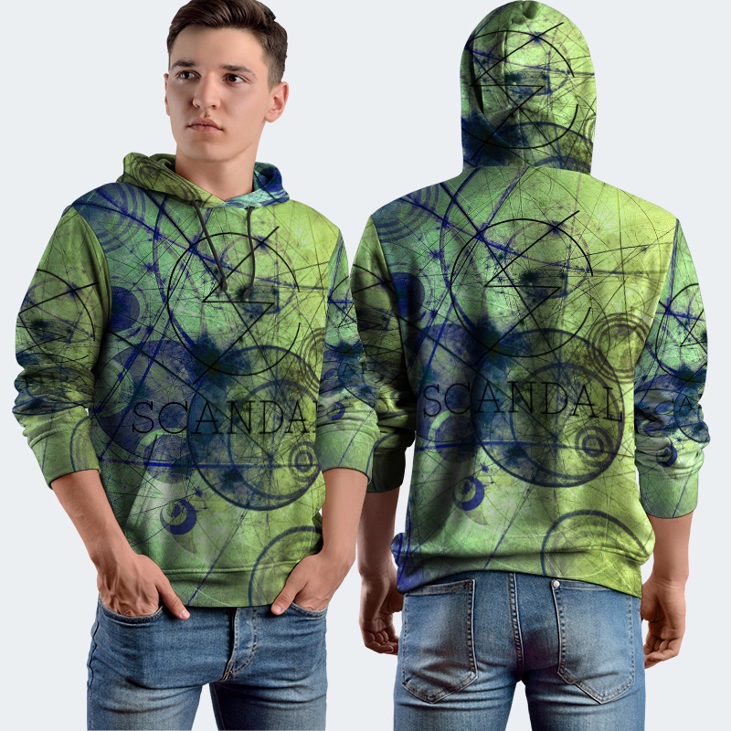 Jaket Hoodie Fullprint Scandal Japan Band Bahan Polyester Jersey