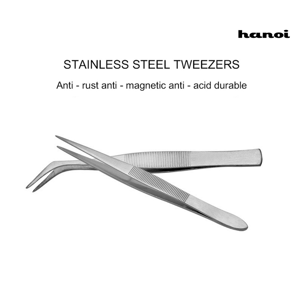 HQTM_Stainless Steel Multifunctional Elbow Straight Clip Eyelash Grafting Tweezers