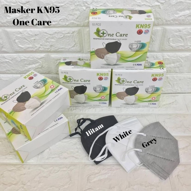 MASKER KN95 1CARE 5PLY ISI 10PCS TERMURAH / KN 95 6PLY PUTIH HITAM ABU MIX WARNA