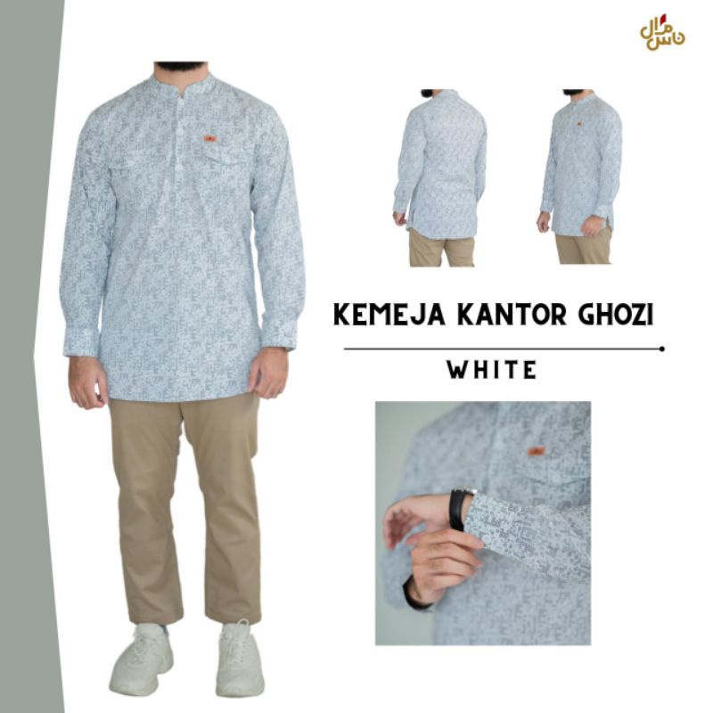 Kemeja Kantor Pria Dewasa Slimfit Model Kemko Motif Ghozi
