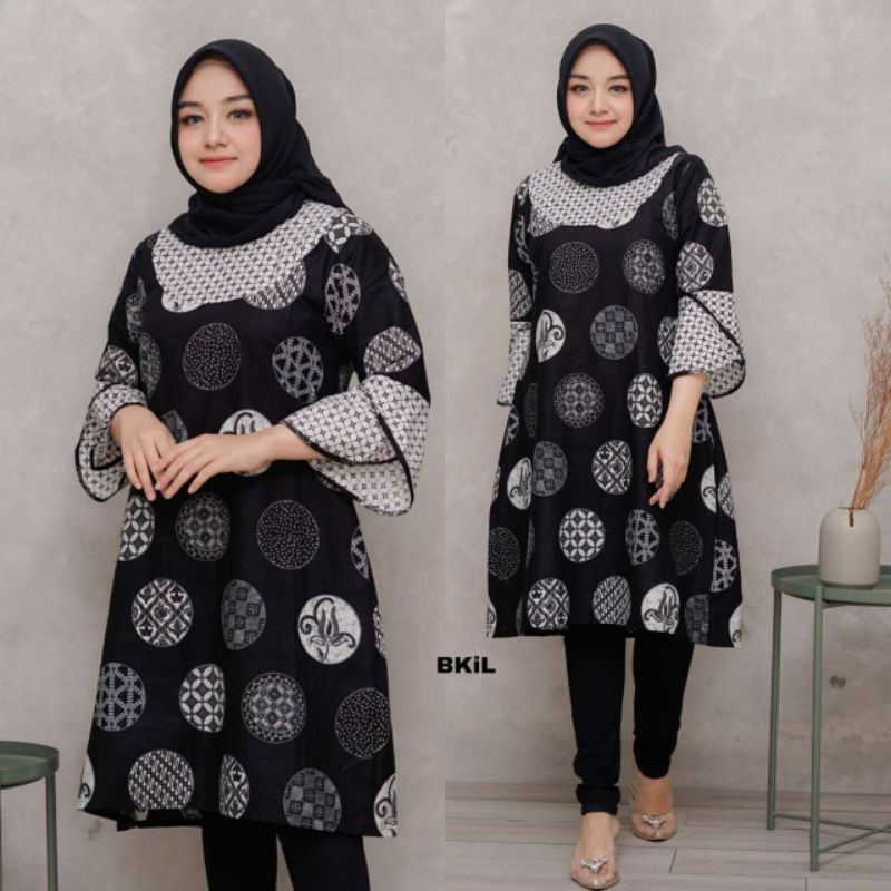 Batik Alina Baju Batik Wanita Modern Atasan Batik Kerja Wanita Tunik Batik Kantor Blouse Batik Seragam Batik M L XL XXL