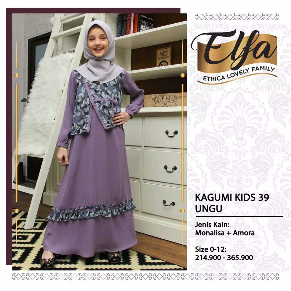 GAMIS ANAK TERBARU 2021 ETHICA KAGUMI KIDS 39 UNGU