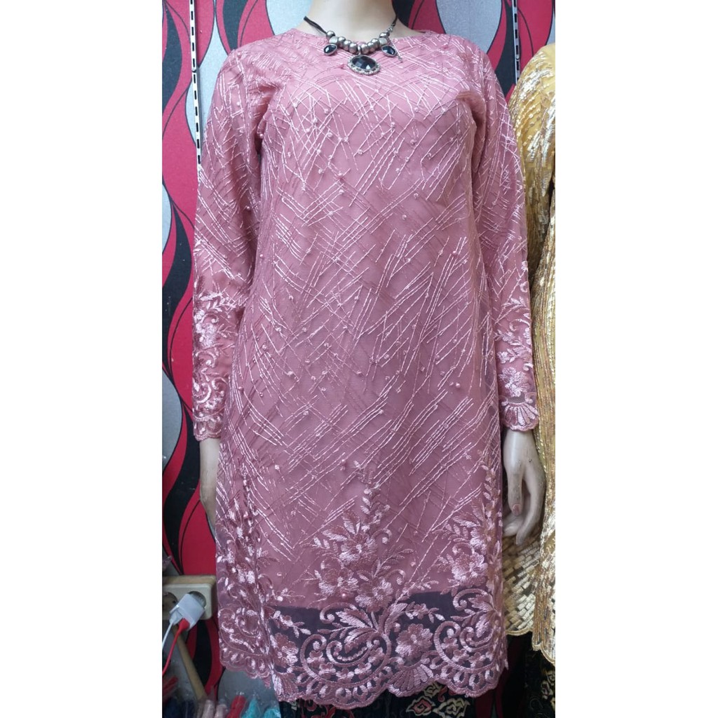 Tunic tulle mutiara bordir(gliter) / baju kurung