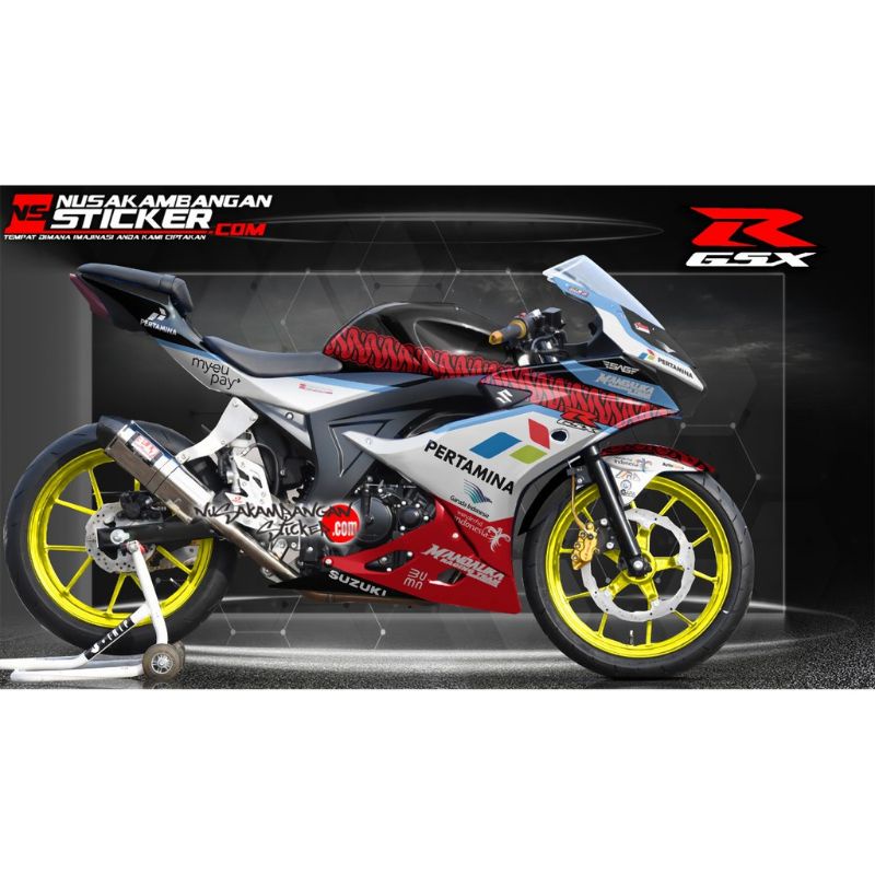 Decal Stiker Motor Suzuki GSX 150 R Full Body Mandalika Pertamina Hitam Merah Racing Team Sticker Va