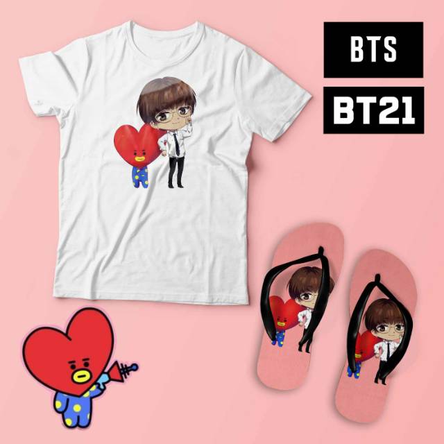 [KAOS] BTS BT 21 gift set kaos dan sandal