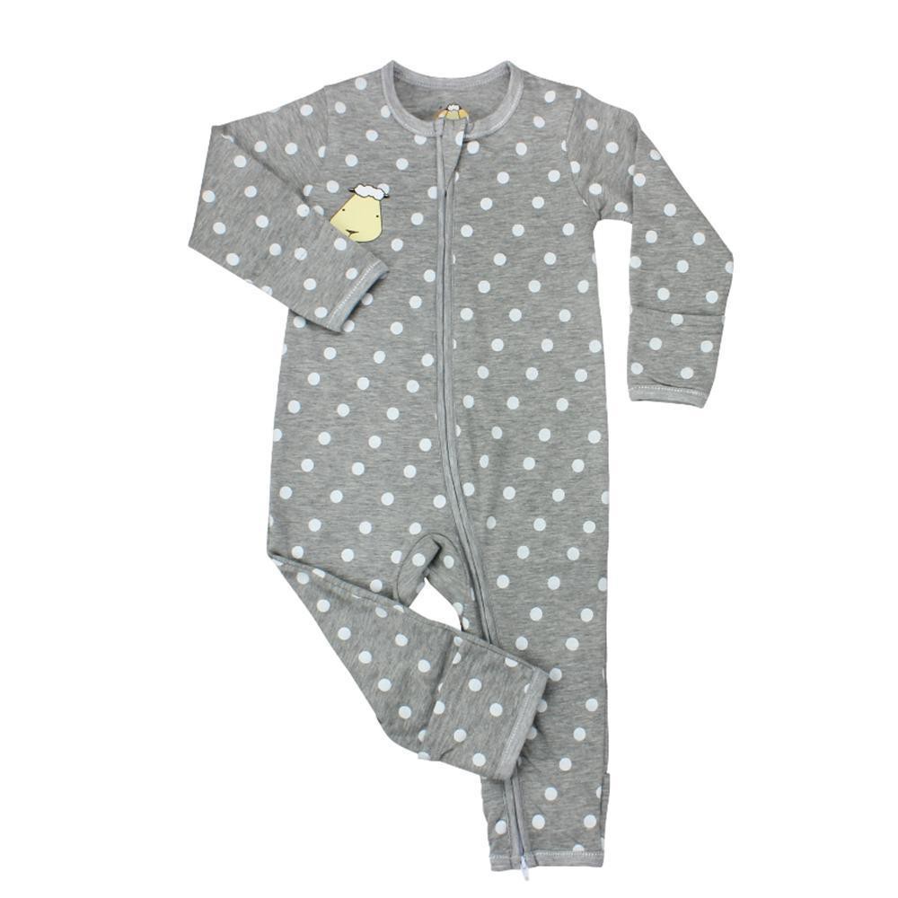 BaabaaSheeps Romper Zip Grey Polka Dot Romper Bayi